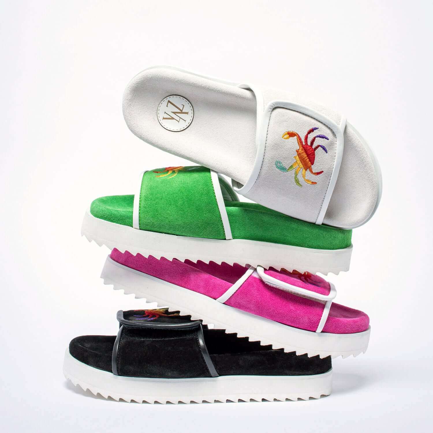 PHIN SUEDE SLIDES - WHITE