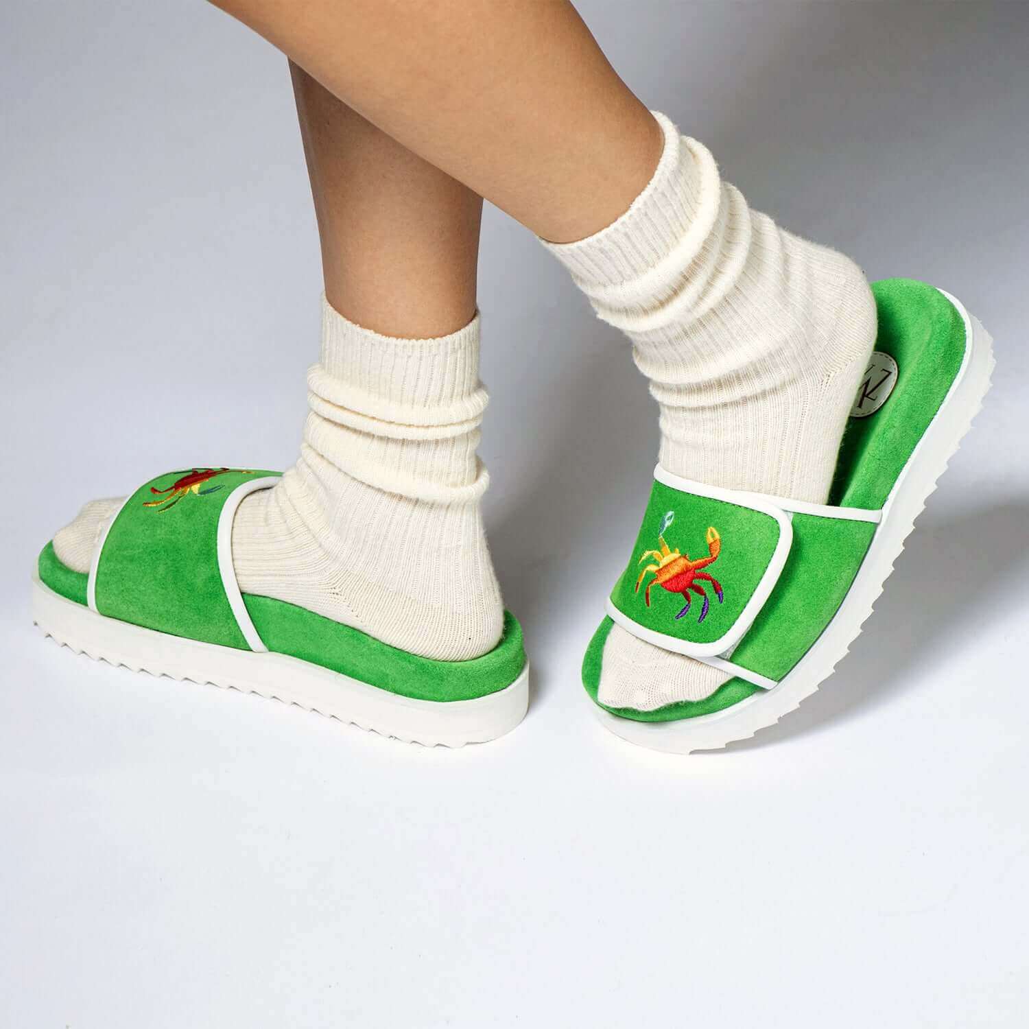 PHIN SUEDE SLIDES - GREEN