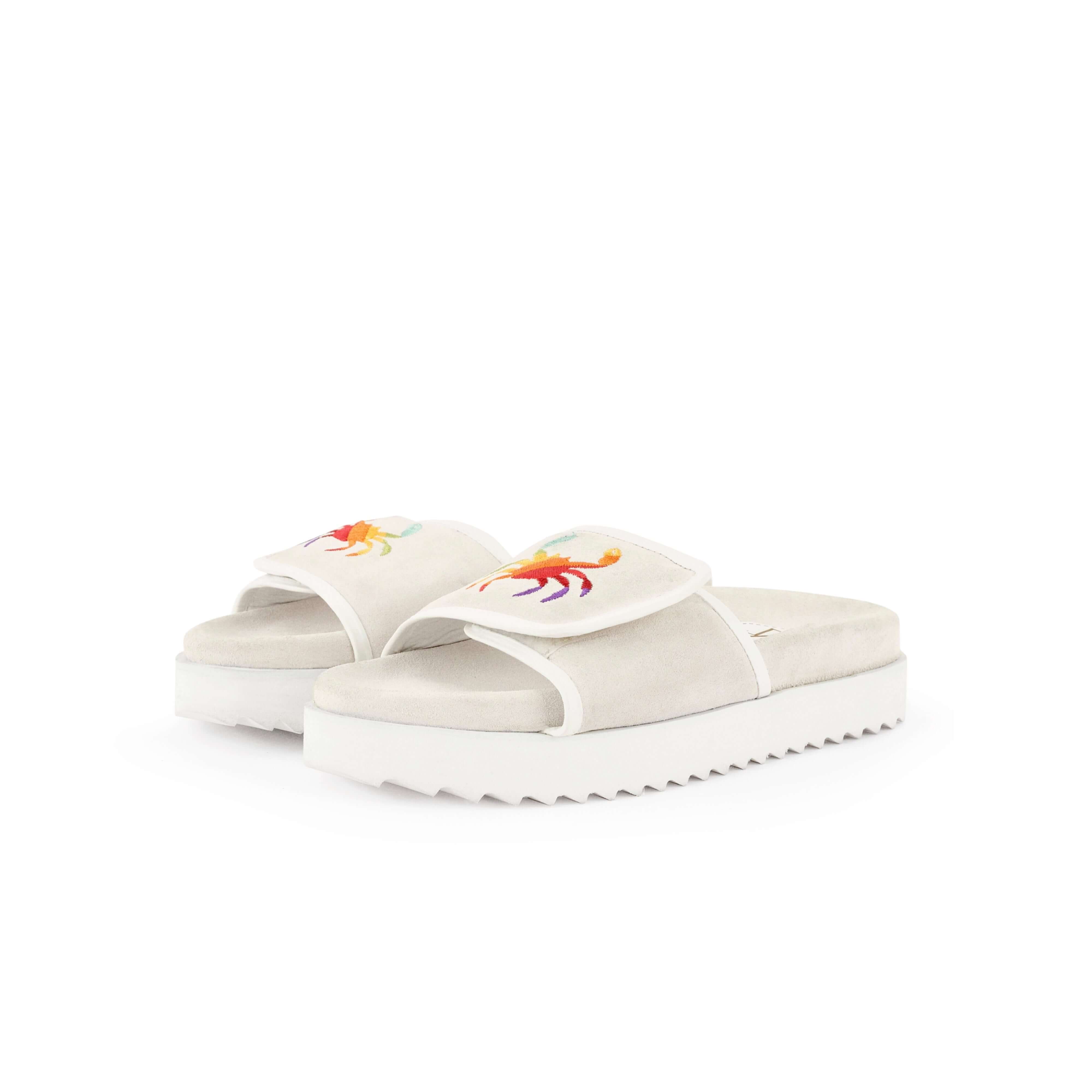 PHIN SUEDE SLIDES - WHITE