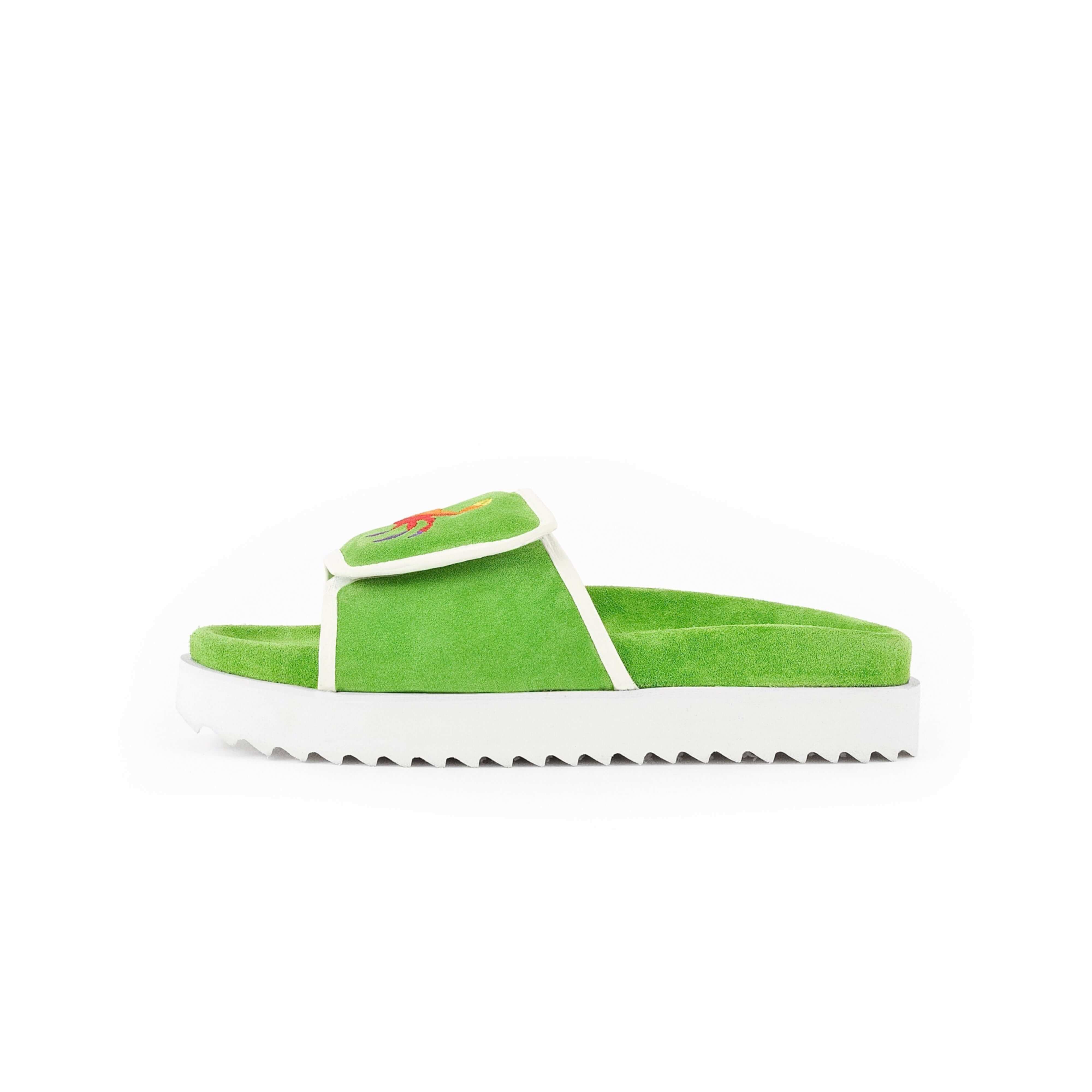 PHIN SUEDE SLIDES - GREEN