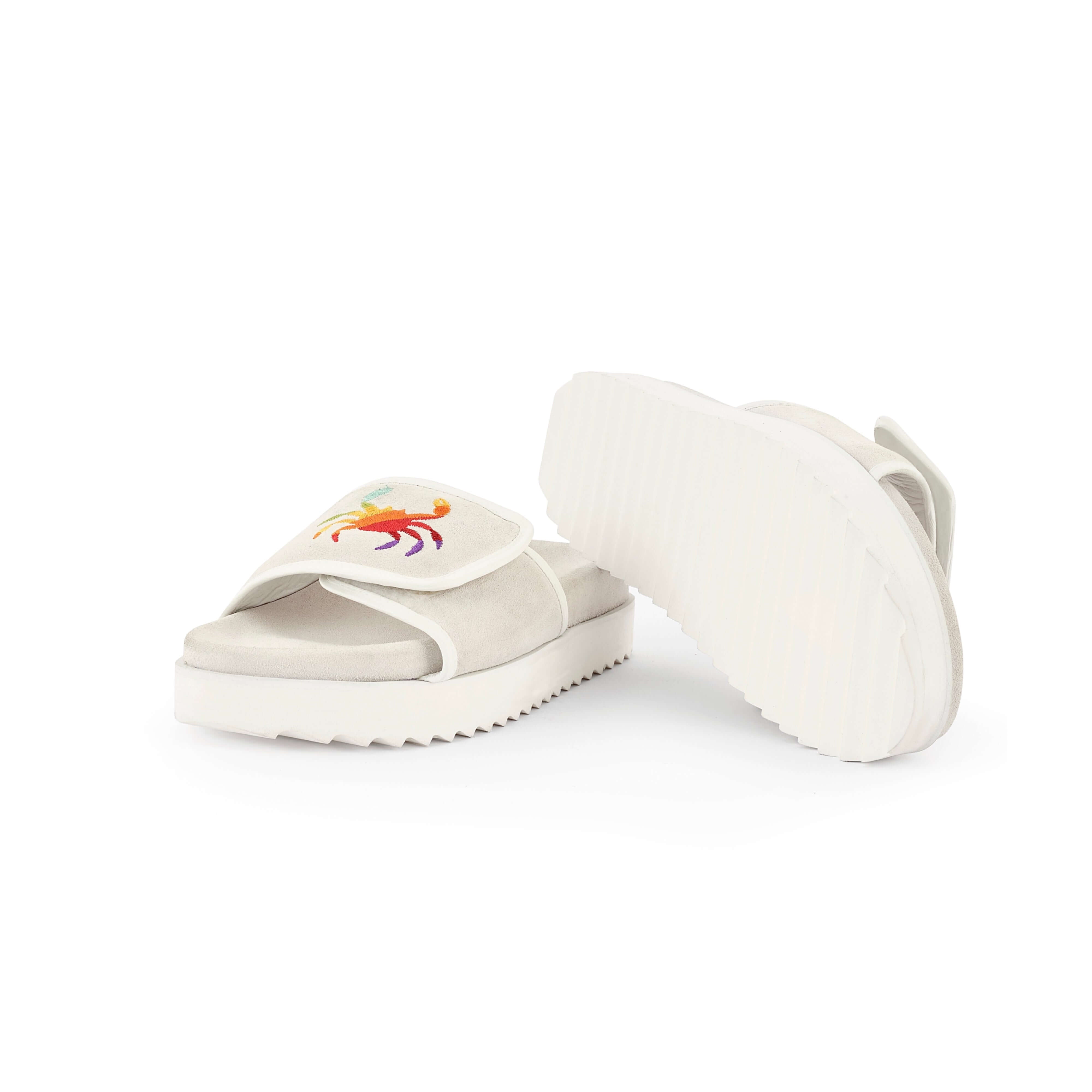 PHIN SUEDE SLIDES - WHITE