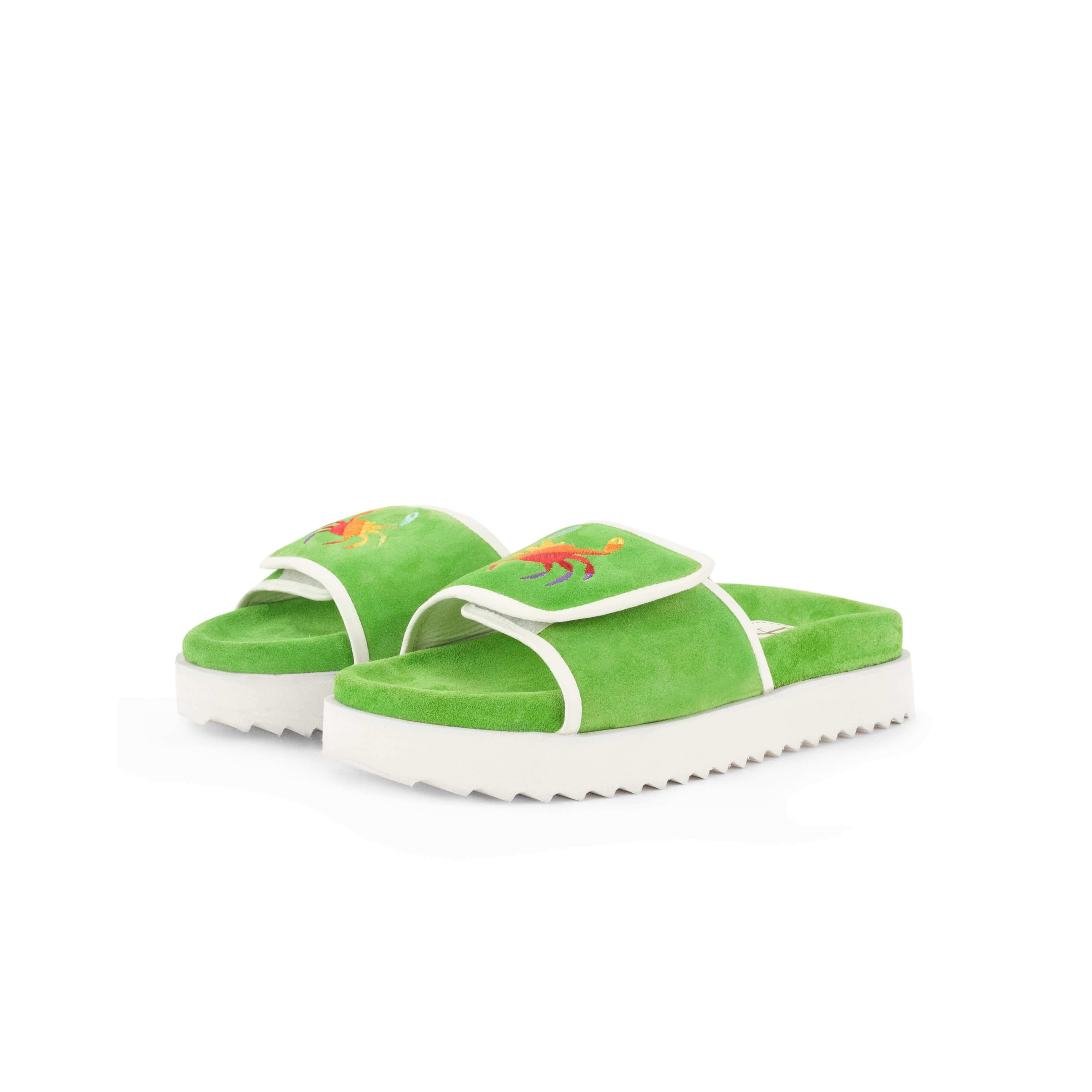 PHIN SUEDE SLIDES - GREEN